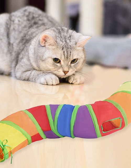 Load image into Gallery viewer, Teaser Pet Cat Collapsible S Shaped Tunnel
